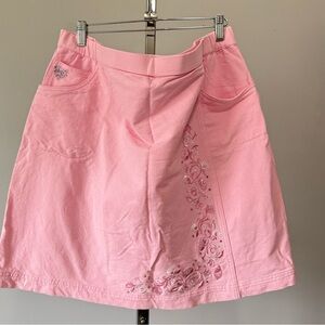 Quacker Factory DreamJeannes Floral Embroidered Skort COMOR:Pale Pink SIZE: 1X